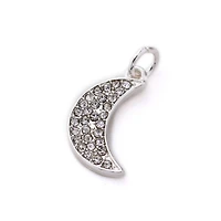 12 Pack: Charmalong™ Silver-Plated Pavé Moon Charm by Bead Landing™