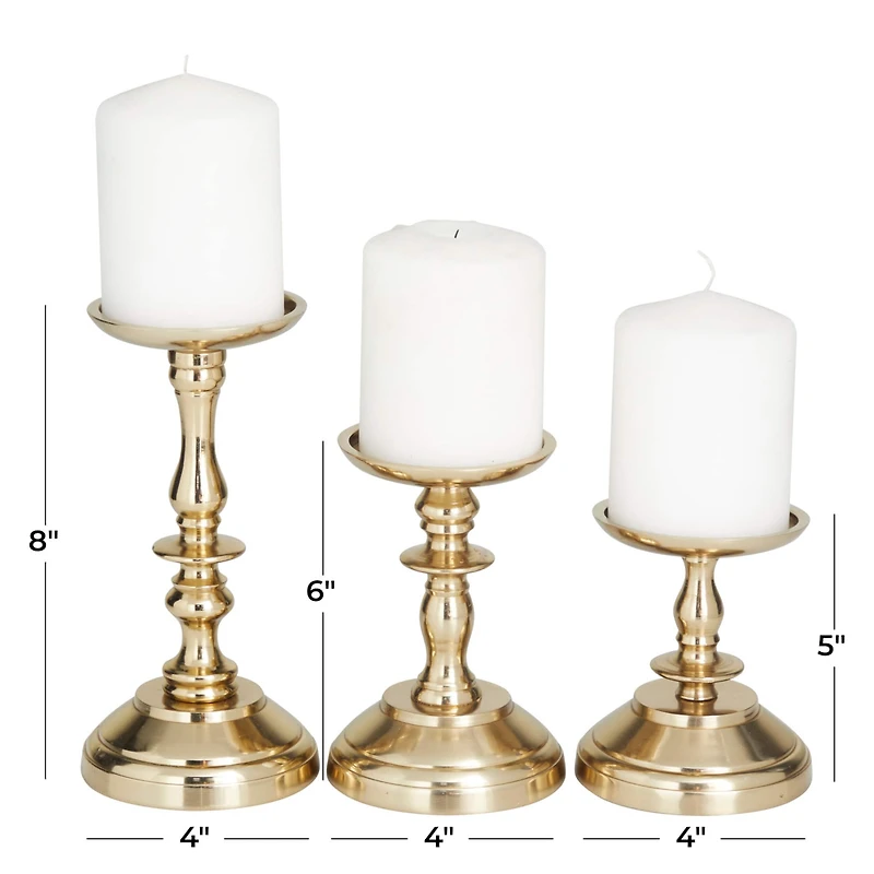 Gold Aluminum Traditional Candle Holder Set