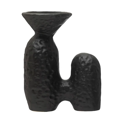 Hello Honey® 8" Matte Black Textured Stoneware Sculptural Vase