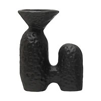 Hello Honey® 8" Matte Black Textured Stoneware Sculptural Vase