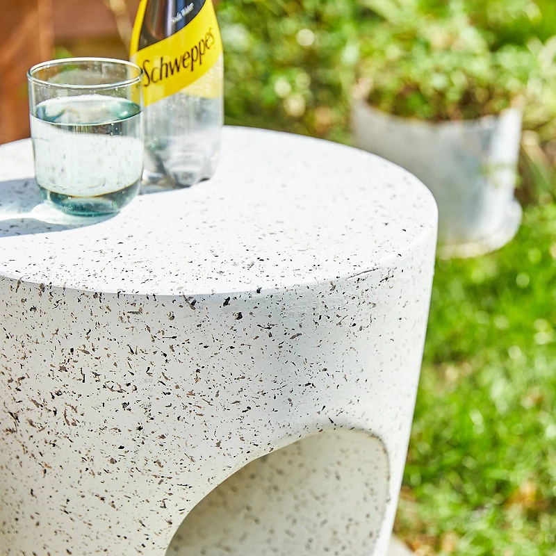 Glitzhome® 18" Multi-Functional White Terrazzo Garden Stool