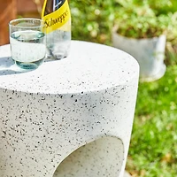 Glitzhome® 18" Multi-Functional White Terrazzo Garden Stool