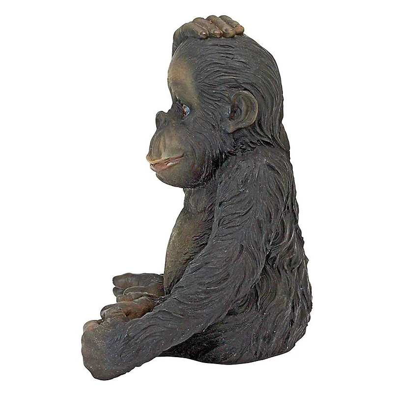 Design Toscano 13" Curly the Chimpanzee of the Jungle Funny Monkey Statue