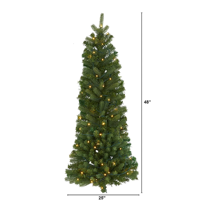 4ft. Pre-Lit Hanging Artificial Flat Back Christmas Tree, Clear LED Lights
