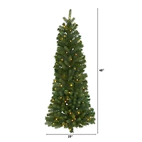 4ft. Pre-Lit Hanging Artificial Flat Back Christmas Tree, Clear LED Lights