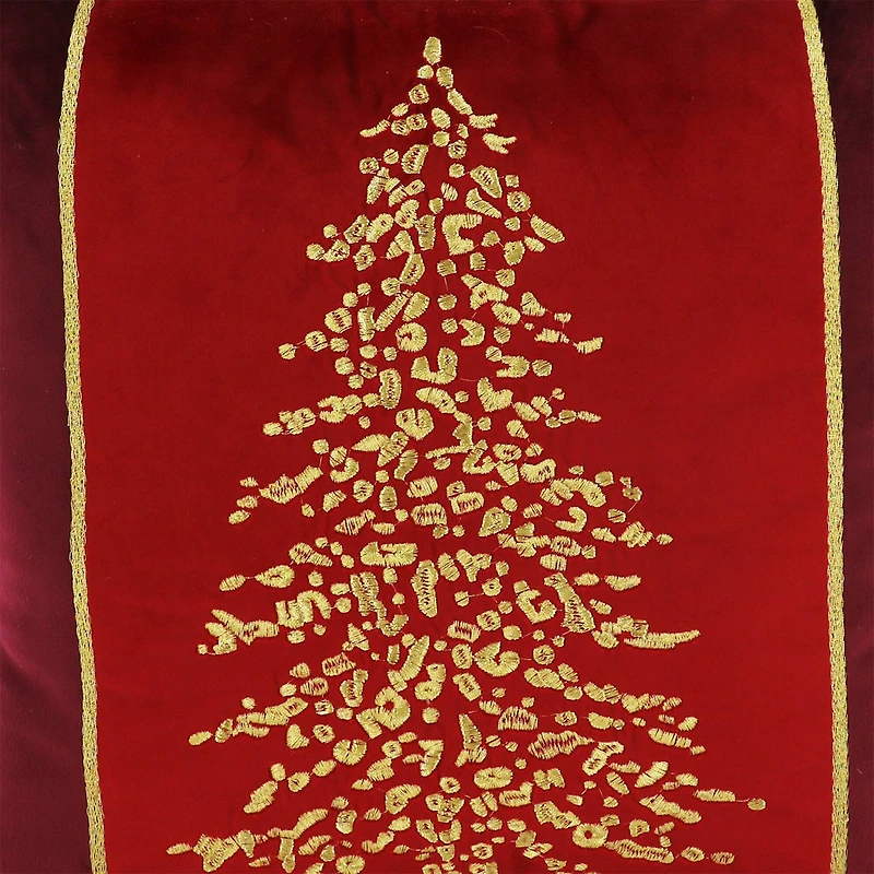 16" x 16" Burgundy & Gold Christmas Tree Throw Pillow by Ashland®