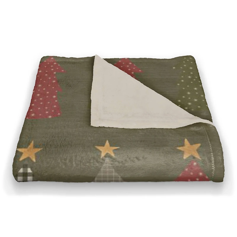 Tree Pattern Coral Fleece Blanket