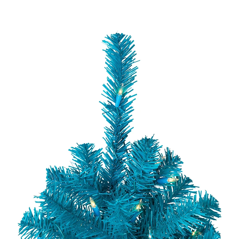 6ft. Pre-Lit Turquoise Medium Pine Artificial Christmas Tree, Clear Lights