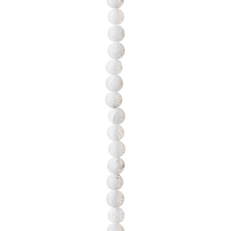 12 Pack: Matte White Crackle Agate Round Beads, 6mm by Bead Landing™