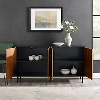 Walker Edison 58" Acorn Bookmatch & Black Mid Century Modern TV Buffet