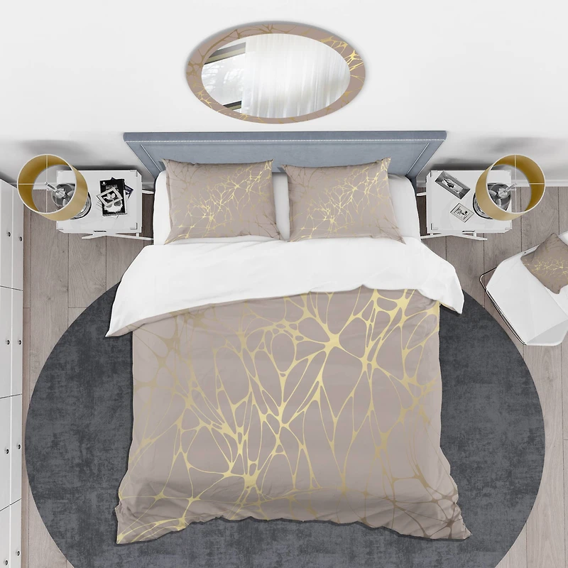 Designart 'Golden Marble Design II' Mid-Century Duvet Cover Set