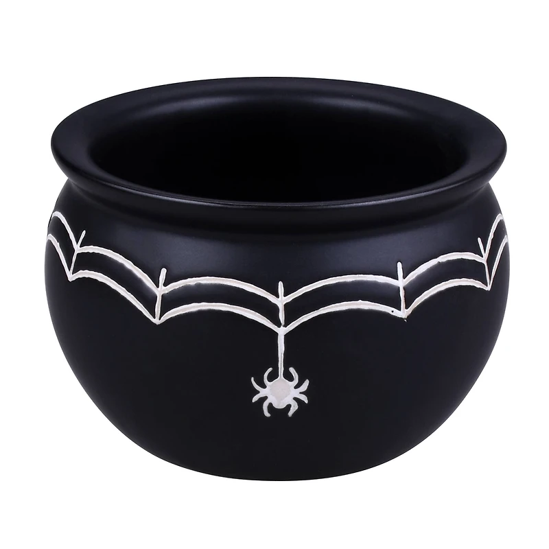 3.75" Black & White Spiderweb Ceramic Cauldron by Makery™