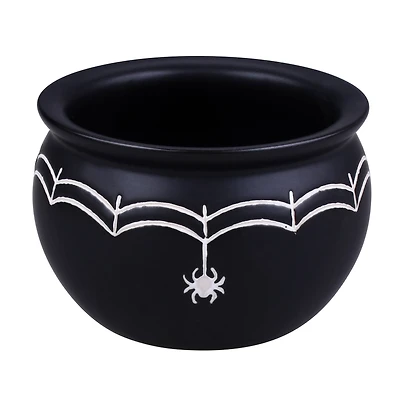 3.75" Black & White Spiderweb Ceramic Cauldron by Makery™