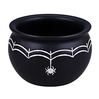 3.75" Black & White Spiderweb Ceramic Cauldron by Makery™