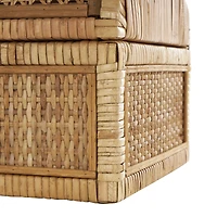 Brown Rattan Handmade Woven Storage Box with Curved Tops & Wrapped Edges, 2ct.
