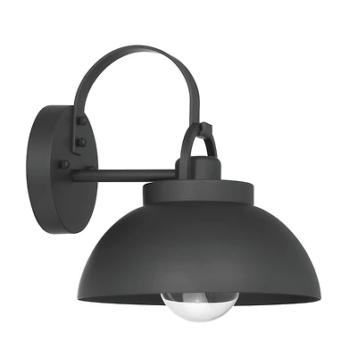 Hello Honey® Easton Matte Black Modern Farmhouse Metal Shade & Exposed Bulb Wall Mounted Outdoor Light