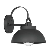Hello Honey® Easton Matte Black Modern Farmhouse Metal Shade & Exposed Bulb Wall Mounted Outdoor Light