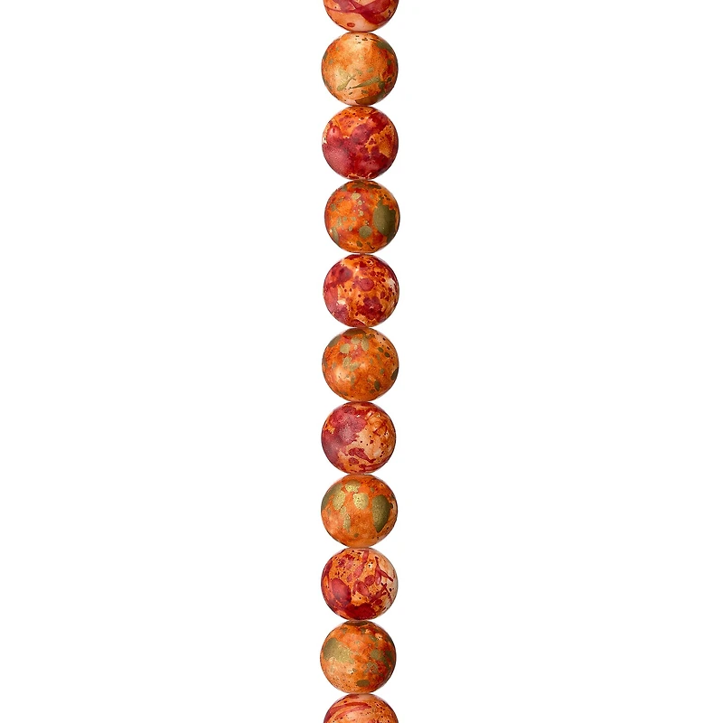 12 Pack: Orange Swirl Ceramic Round Beads, 10mm by Bead Landing™