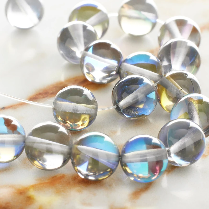 Gray Opal Glass Round Beads, 10mm by Bead Landing™