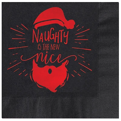 JAM Paper Black & Red Naughty is the New Nice Holiday Beverage Napkins, 25ct.