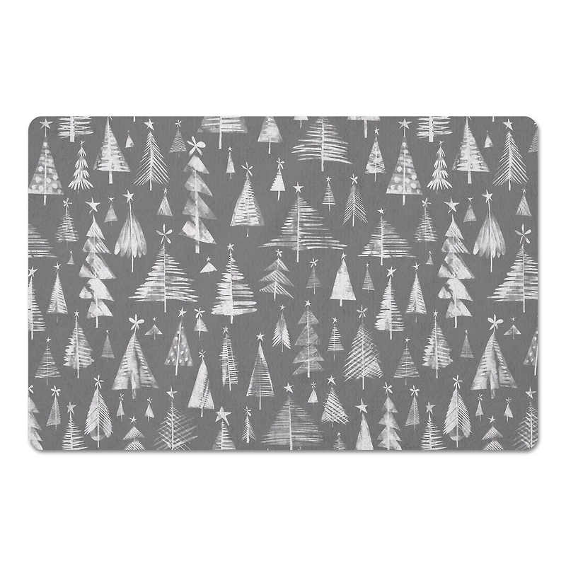 Gray Sketched Winter Trees Floor Mat