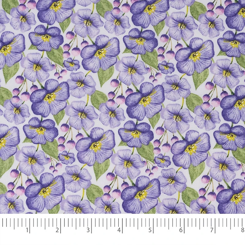 SINGER Packed Purple Blooms & Leaves Cotton Fabric