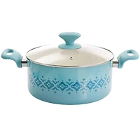 Spice by Tia Mowry Savory Saffron Light Blue 7 Piece Ceramic Nonstick Aluminum Cookware Set with Nylon Utensils