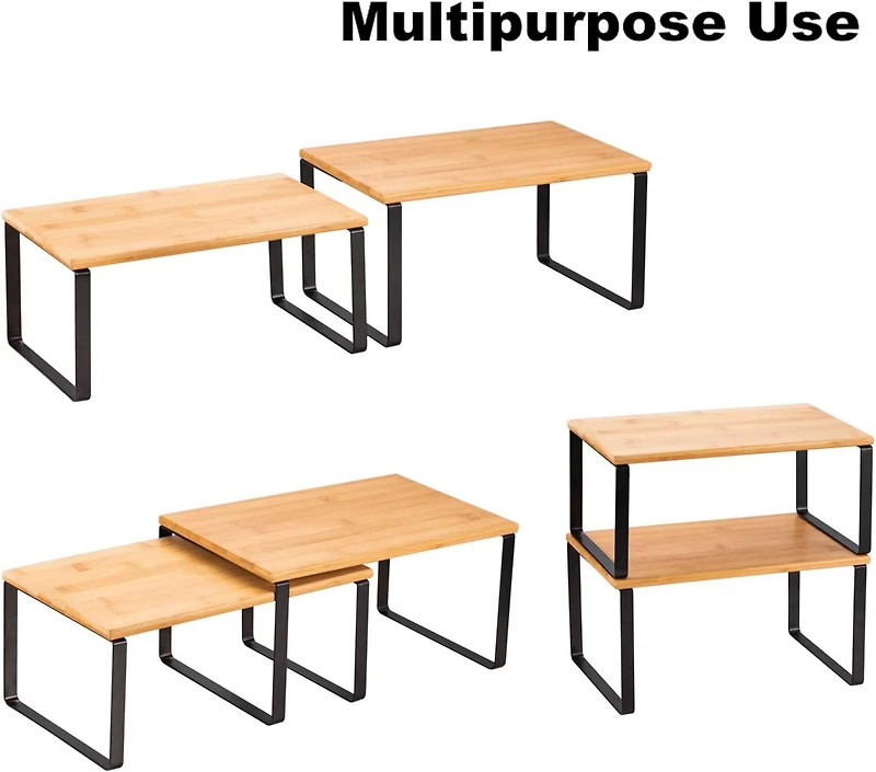 NEX™ Black & Natural Bamboo Cabinet and Counter Shelf Organizer, 4ct.