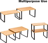 NEX™ Black & Natural Bamboo Cabinet and Counter Shelf Organizer, 4ct.