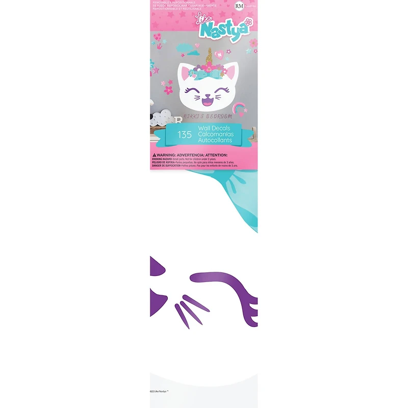 RoomMates Like Nastya Unicorn Cat Giant Peel & Stick Wall Decals with Alphabet