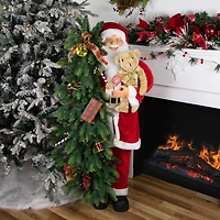 4ft. Musical Santa Claus with Lighted Christmas Tree & Teddy Bear Standing Christmas Figure