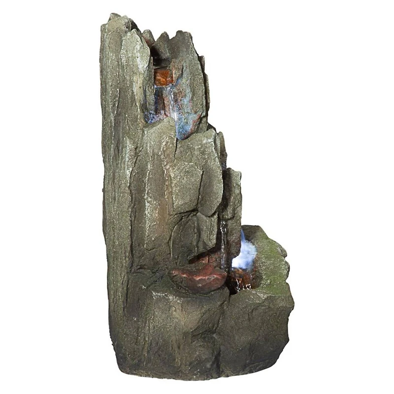 Design Toscano Lost Falls Cascading Waterfall Illuminated Tabletop Fountain