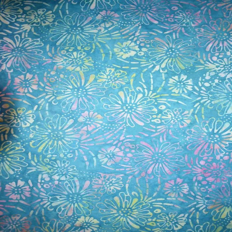 Feldman Premium Indonesian Batik Turquoise Tie Dye Daisy Fabric