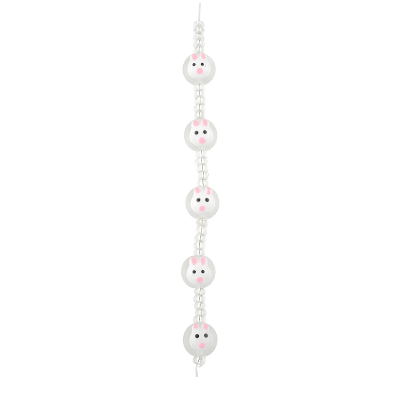 White Rabbit Painted Glass Beads, 11mm by Bead Landing™