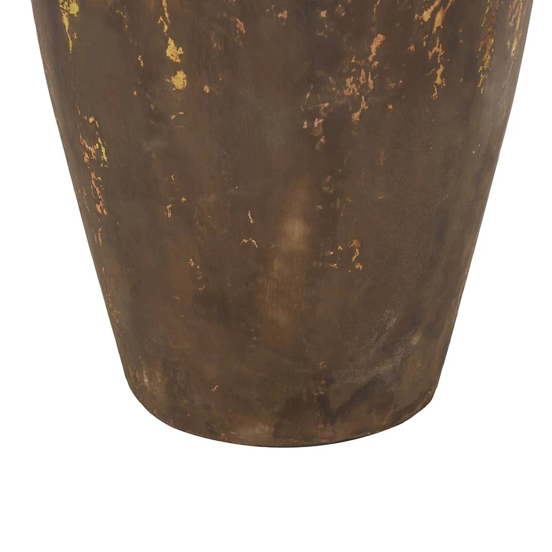 24.5" Dark Brown Ceramic Antique Style Distressed Decorative Vase with Handles