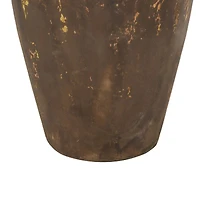 24.5" Dark Brown Ceramic Antique Style Distressed Decorative Vase with Handles