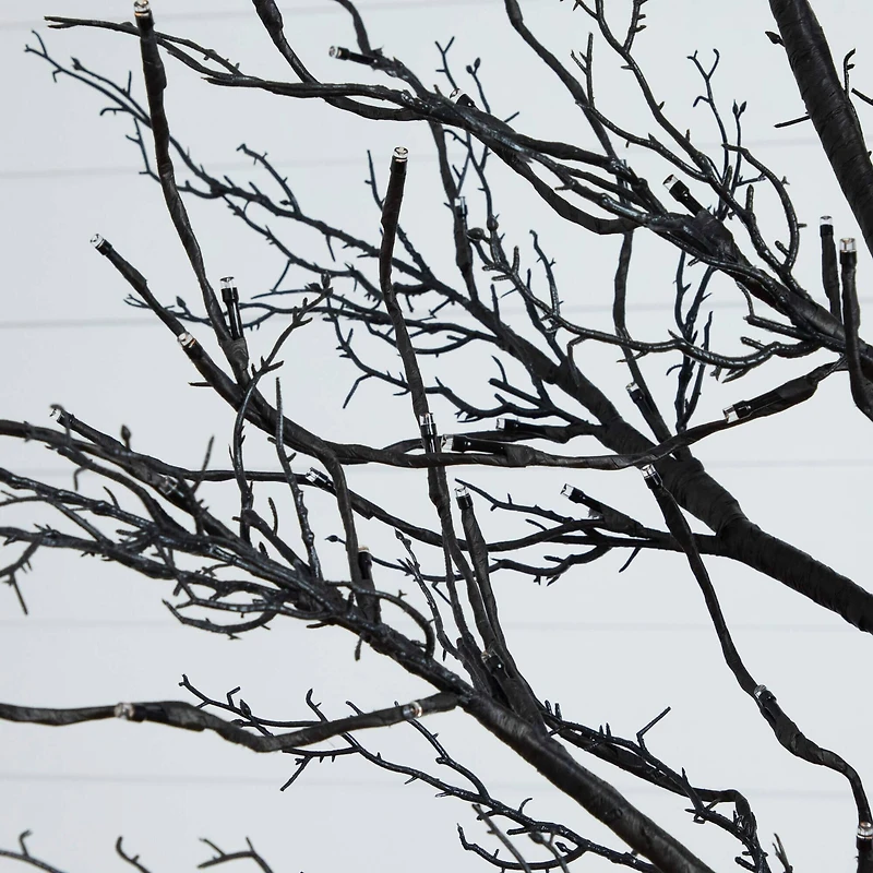 8ft. Pre-Lit Halloween Deluxe Black Twig Artificial Tree with 216 Orange & Purple LED Lights