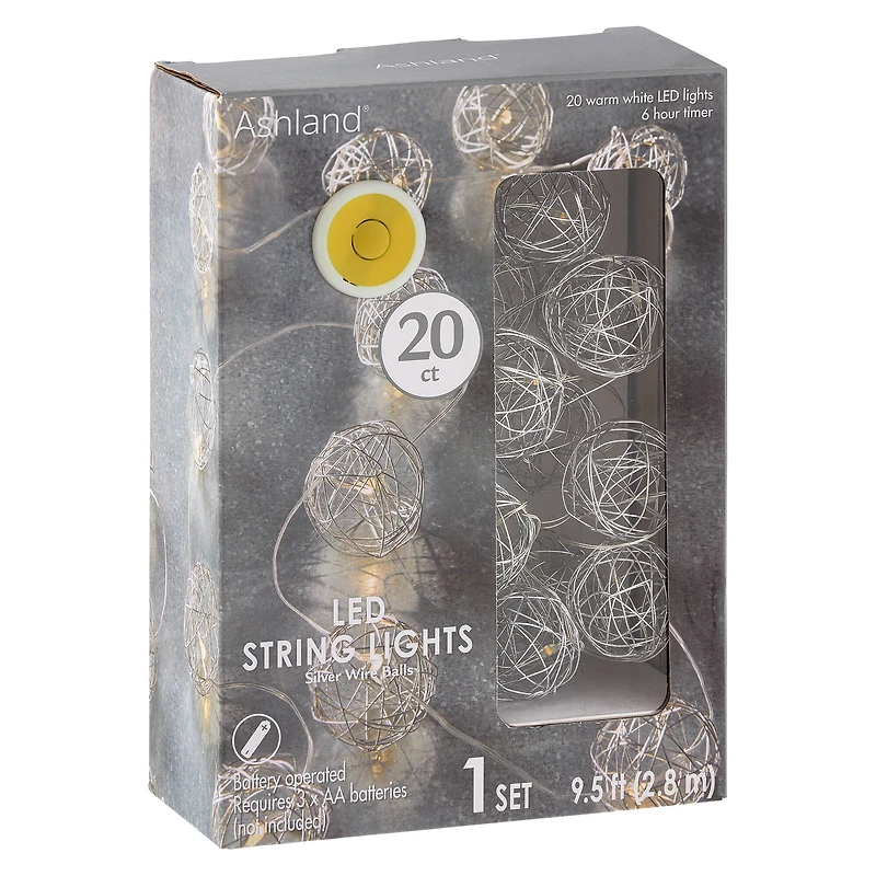 8 Pack: 20ct. Warm White Wire Ball LED String Lights by Ashland™