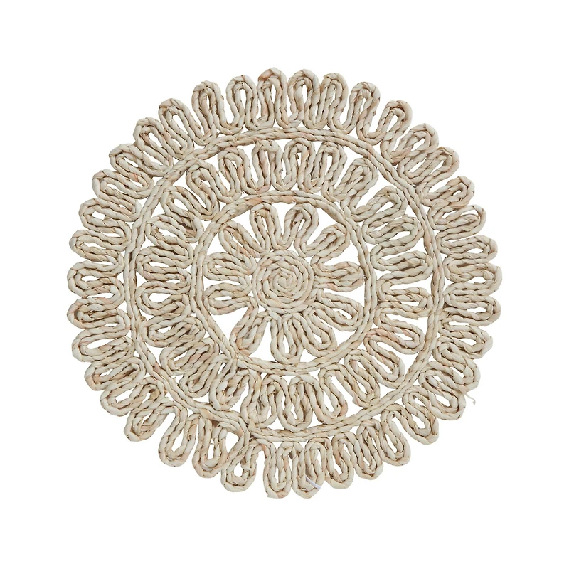 Hello Honey® 15" Round Beige Woven Straw Placemat