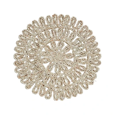 Hello Honey® 15" Round Beige Woven Straw Placemat