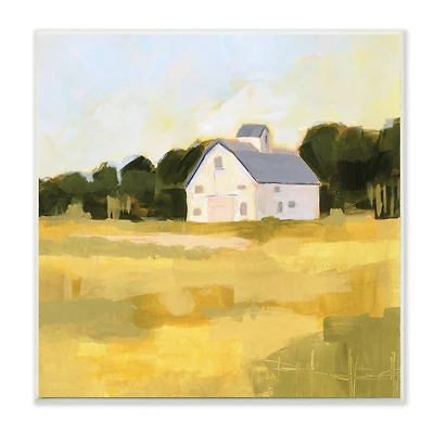 Stupell Industries Golden Sky Country Farmhouse Landscape Open Field,12" x 12"
