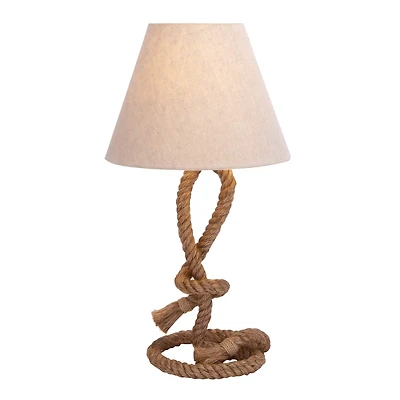 Brown Jute Rope and Iron Rustic Table Lamp, 29" x 15" x 15"