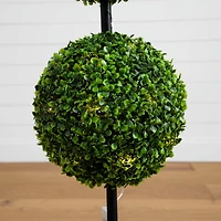 3ft. LED UV Resistant Double Ball Boxwood Topiary in Decorative Planter