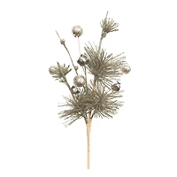 11" Glittered Pine with Bells Pick by Ashland