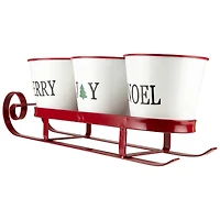 18.75" Red Sleigh with Sentiment Buckets Christmas Table Centerpiece