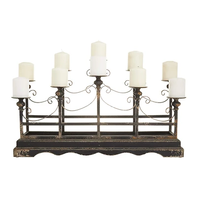 Black Iron Vintage Candelabra, 18" x 32" x 8"