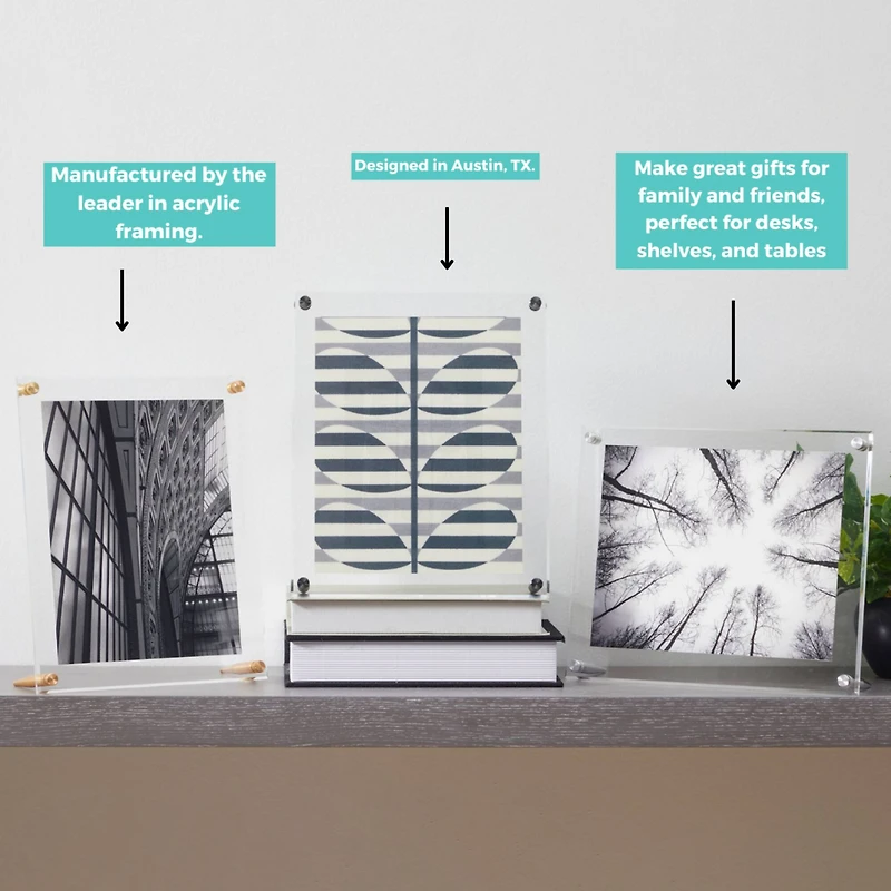 Wexel Art Clear Acrylic Tabletop Floating Picture Frame with Graphite Hardware