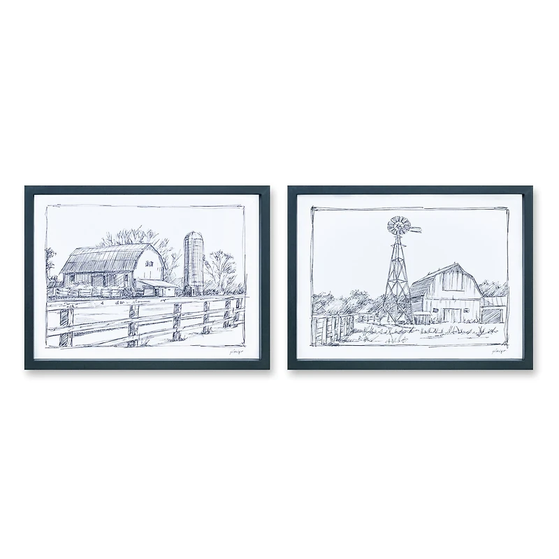 Framed Barn Print Set