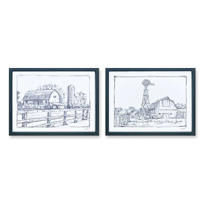 Framed Barn Print Set