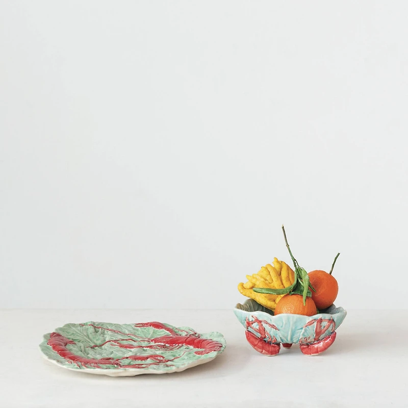 Hello Honey® 10.25" Red & Blue Lobster Feast Stoneware Plates, 6ct.